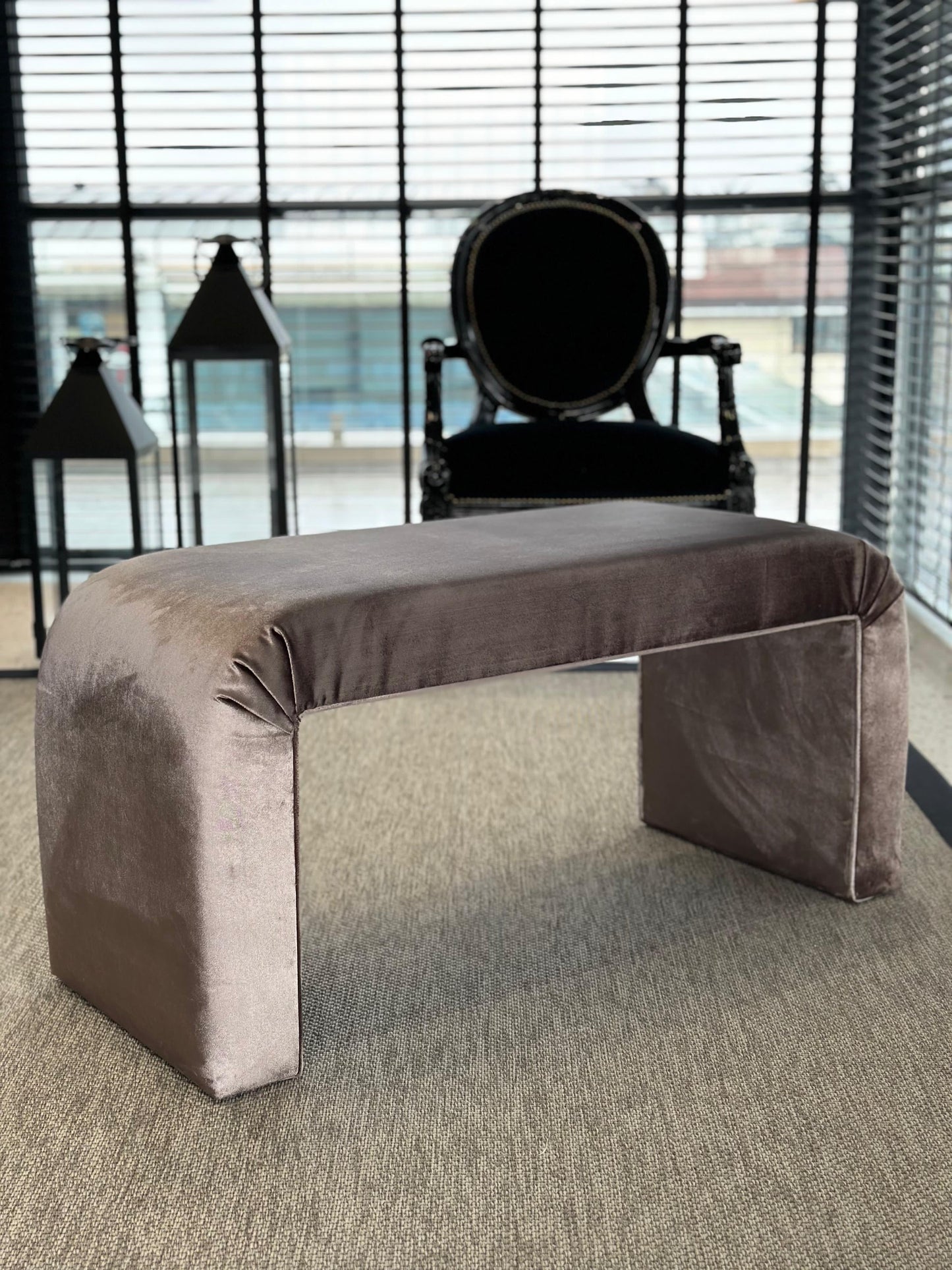 Kadife Bench Eflatun