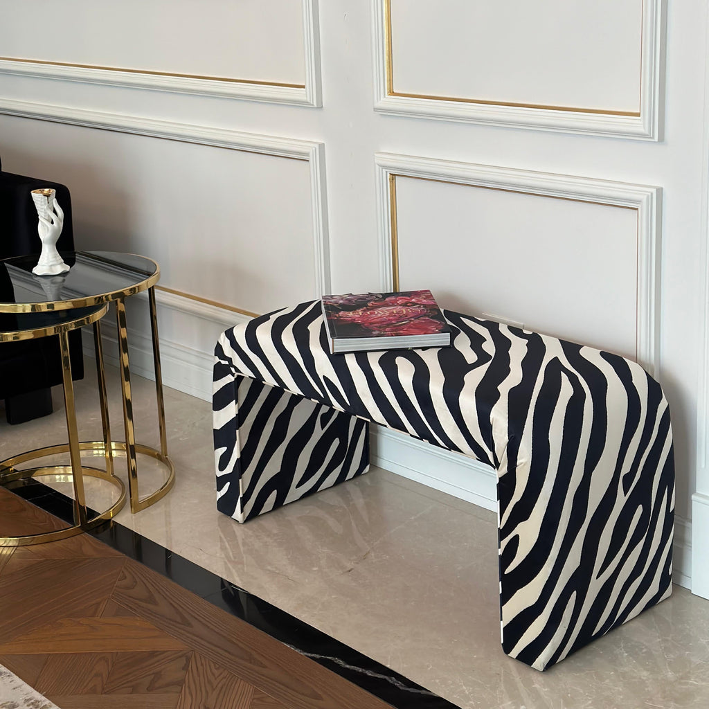 Zebra Velvet Bench