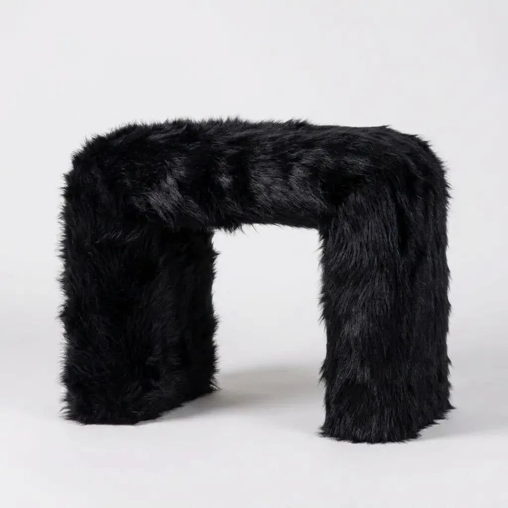 Black Fur Stool
