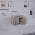 Cream Fur Stool