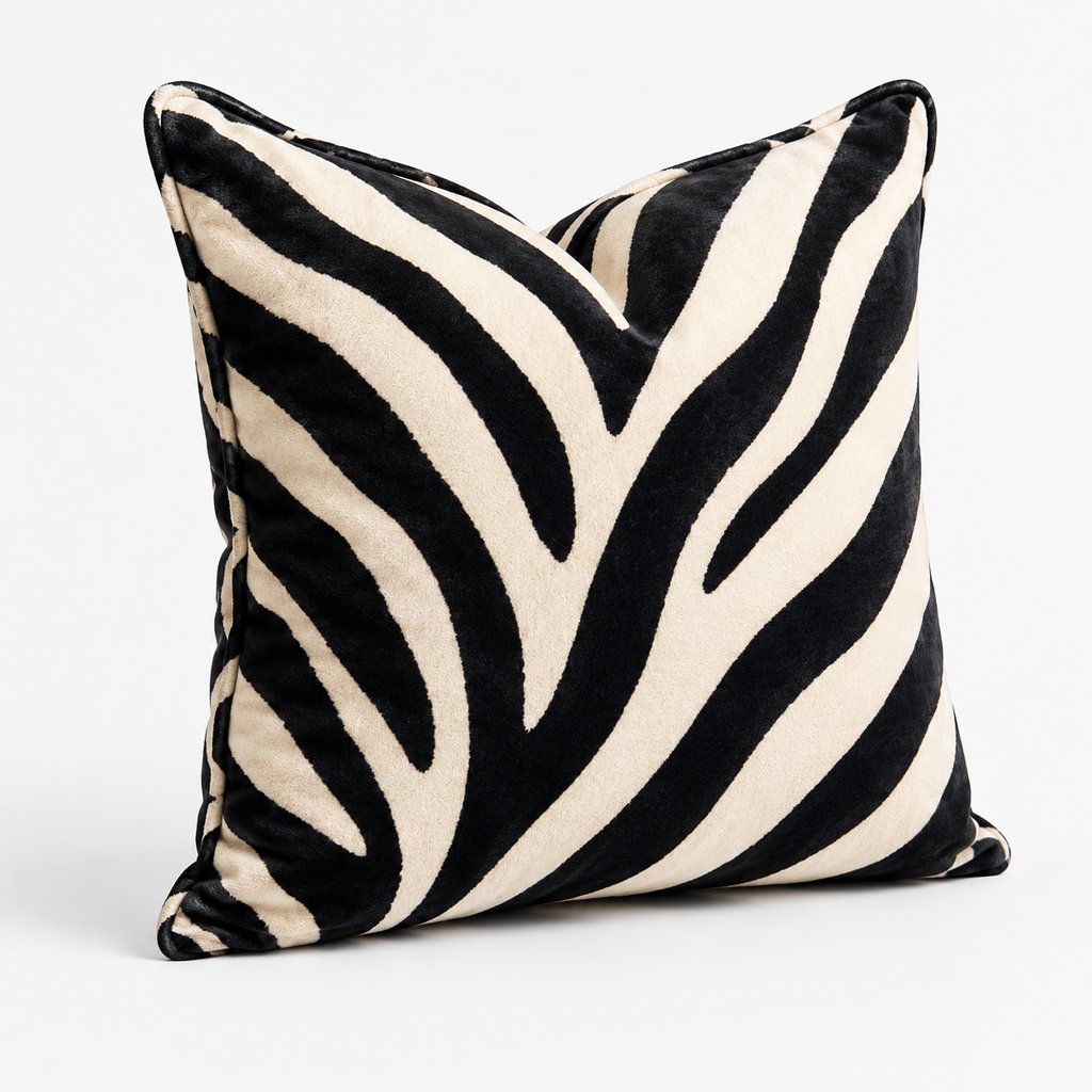 Zebra Kare Kırlent Kılıfı