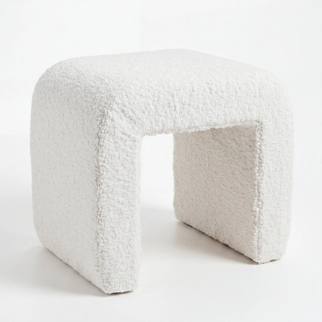 Bouclé Ivory Stool