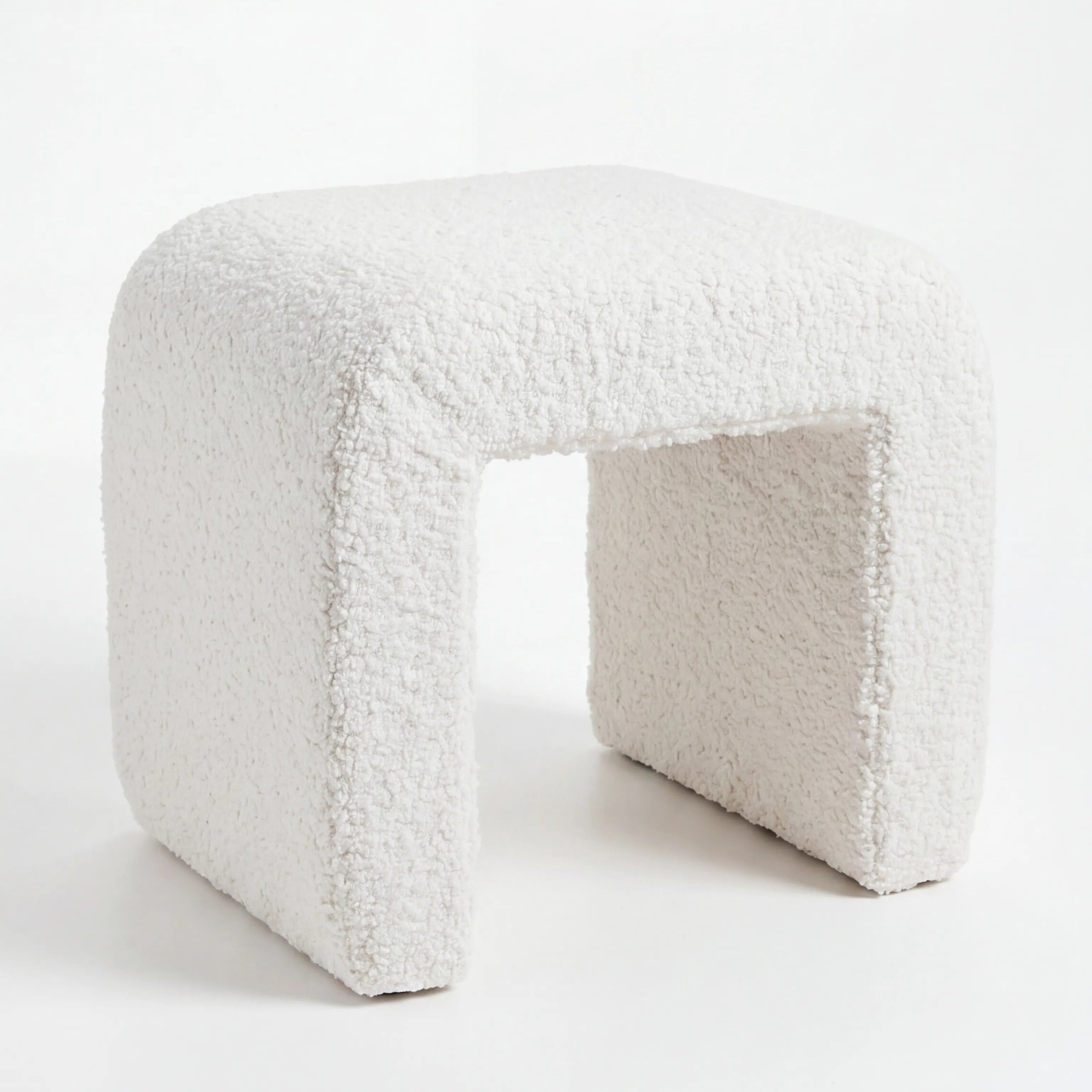 Bouclé Ivory Stool